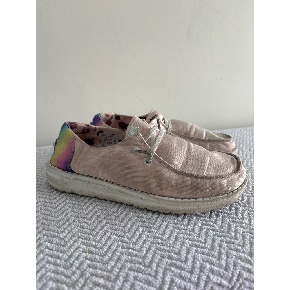 Hey Dude Wendy Youth Sparkle Silver Rainbow Slip On Shoes Size Y5 L6 40450-040